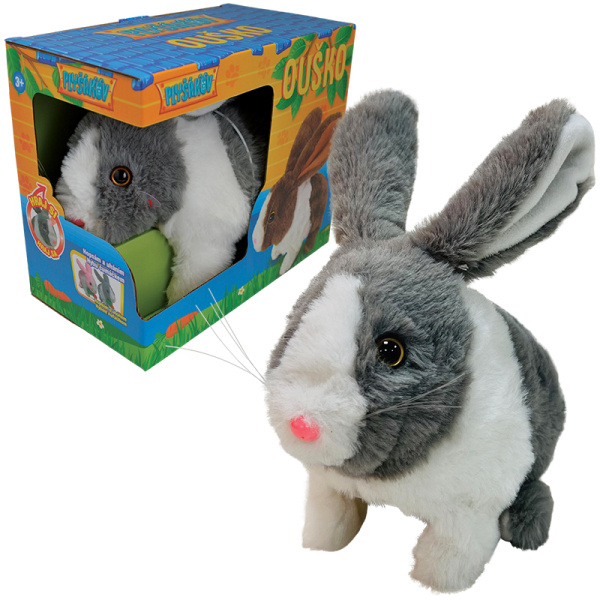 PLYŠÁKOV - Interaktivní králík Ouško šedivý bez mrkvičky