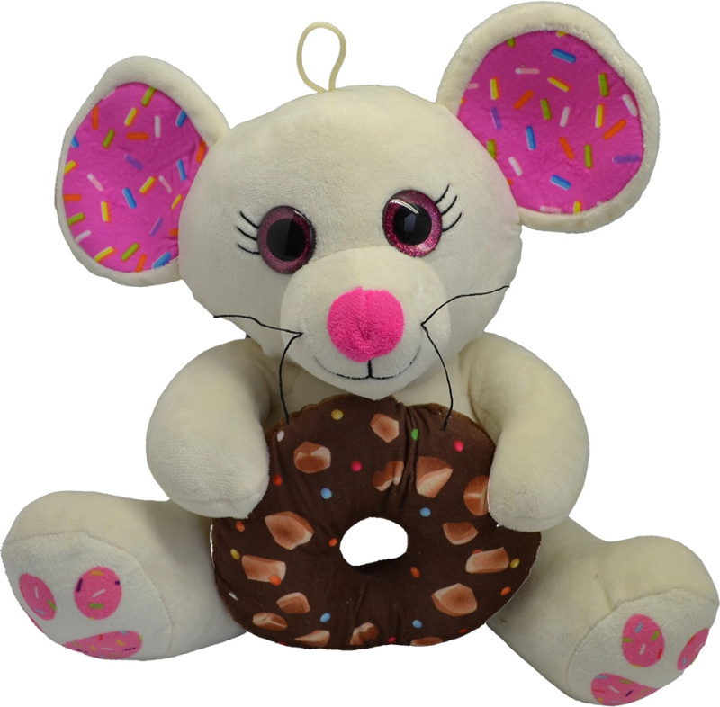 Myš s donutem bílá 30 cm