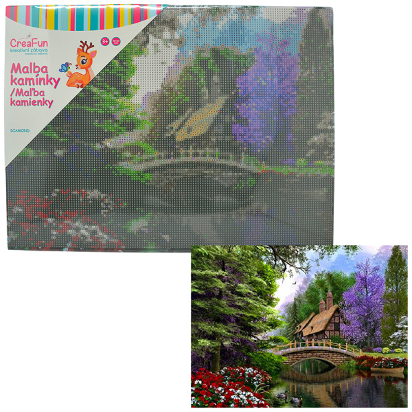 Diamantové malování - Most přes řeku 30 x 40 cm