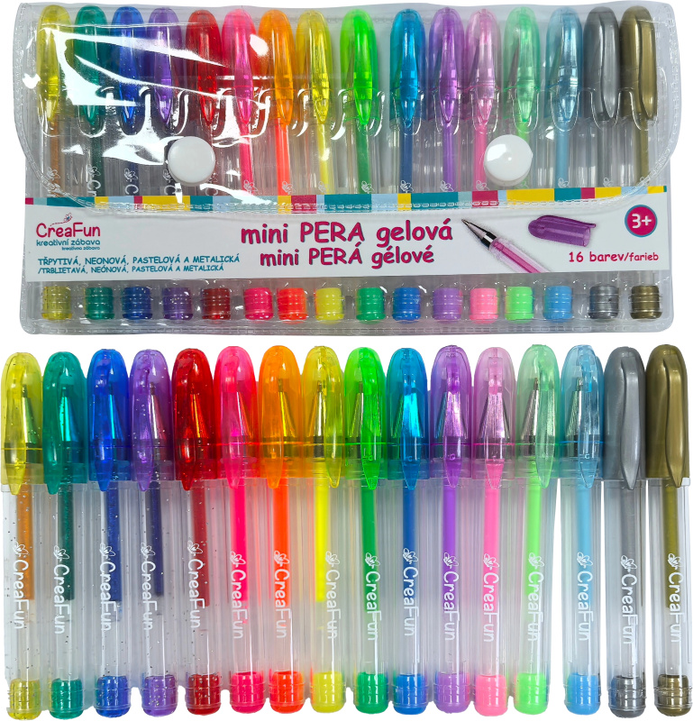 Gelová mini pera 16 barev CreaFun