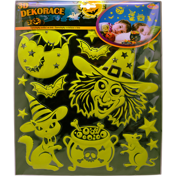 Svítící 3D samolepky - Čarodějnice