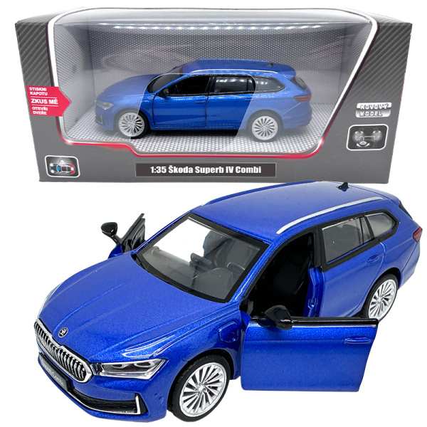 Kovový model - 1:35 Škoda Superb IV Combi modré