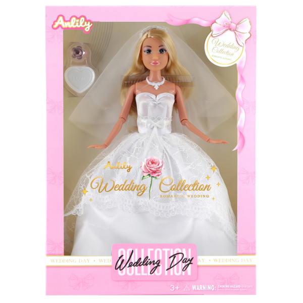 Módní panenka v bílých svatebních šatech DELUX