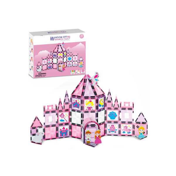 Magnetická stavebnice - Hrad pro princezny s malováním 78 ks