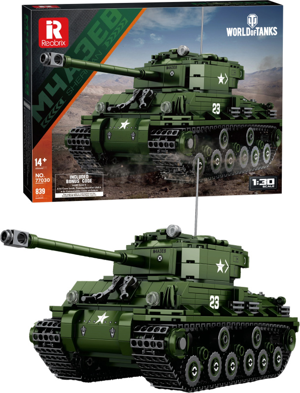 Stavebnice Tanku M4A3E8 Sherman (World of Tanks) - 839 Dílků