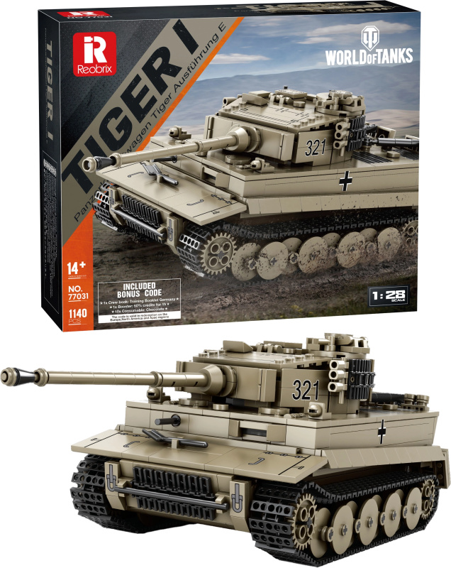 Stavebnice Tanku Tiger I (World of Tanks) - 1140 Dílků