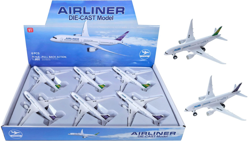 Kovový model letadla Airliner se zpětným natahováním 1:660