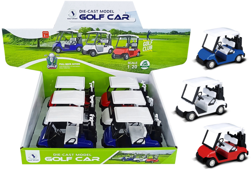 Kovový Model Golfového Vozíku 1:20 na zpětné natahování  - více variant