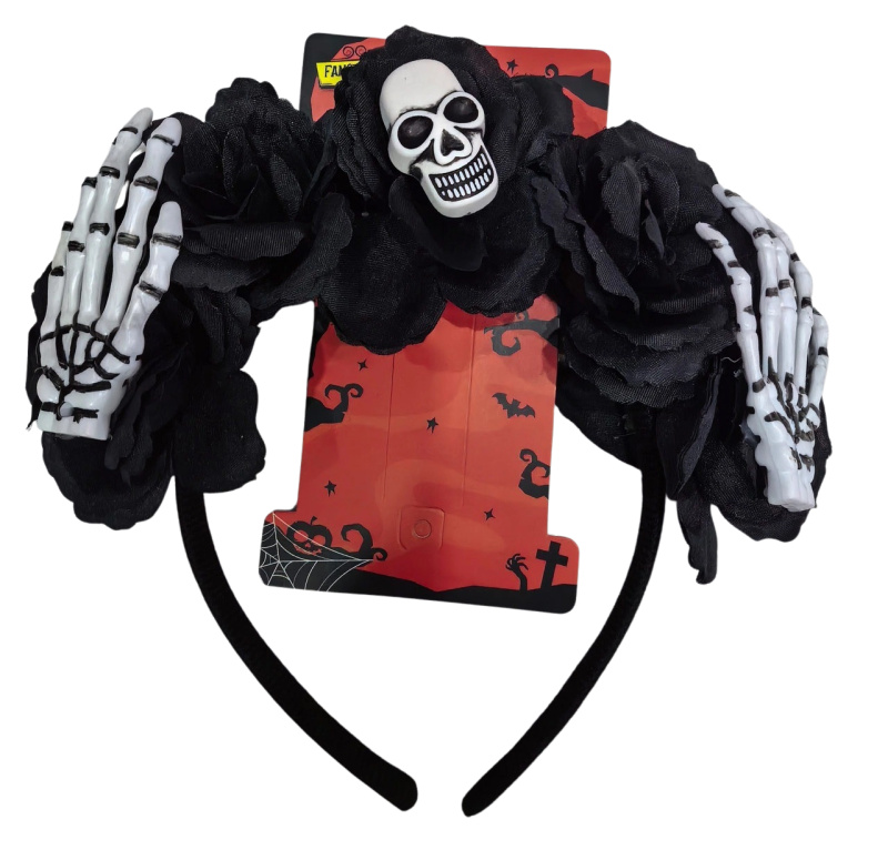 Halloween čelenka lebka a růže