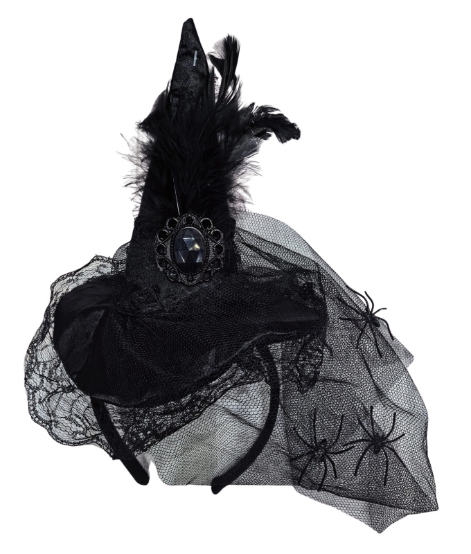 Halloween čelenka klobouček a pavouci