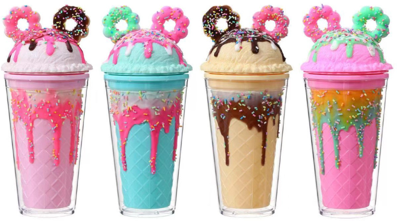 Kelímek s víčkem a brčkem - DONUTY S POSYPEM (350 ml)