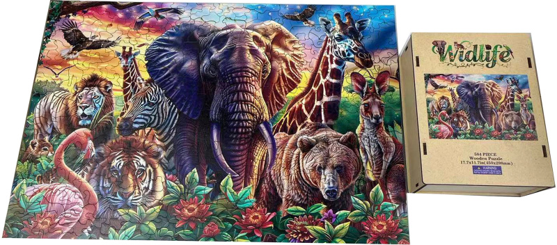 Dřevěné puzzle – Divoká příroda