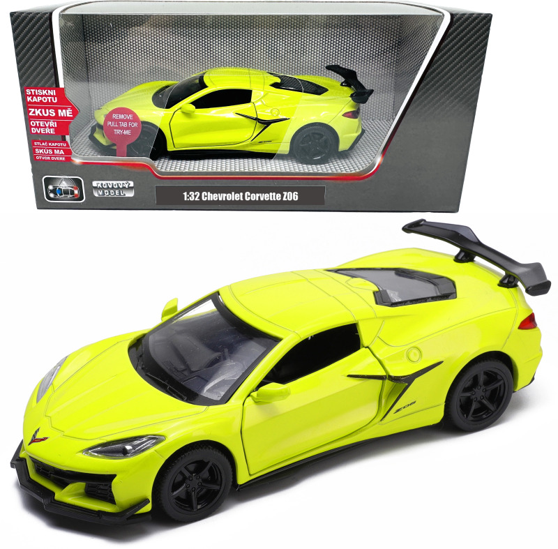 Kovový model - 1:32 Chevrolet Corvette C8 Z06 se světlem a zvukem