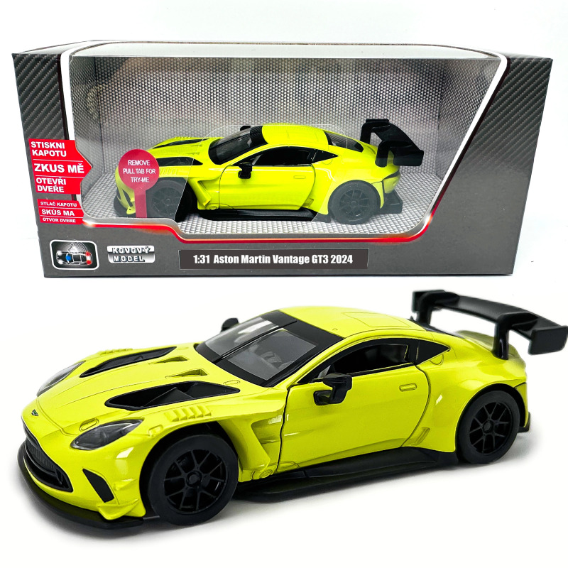 Kovový model Aston Martin Vantage GT3 se světlem a zvukem v měřítku 1:31