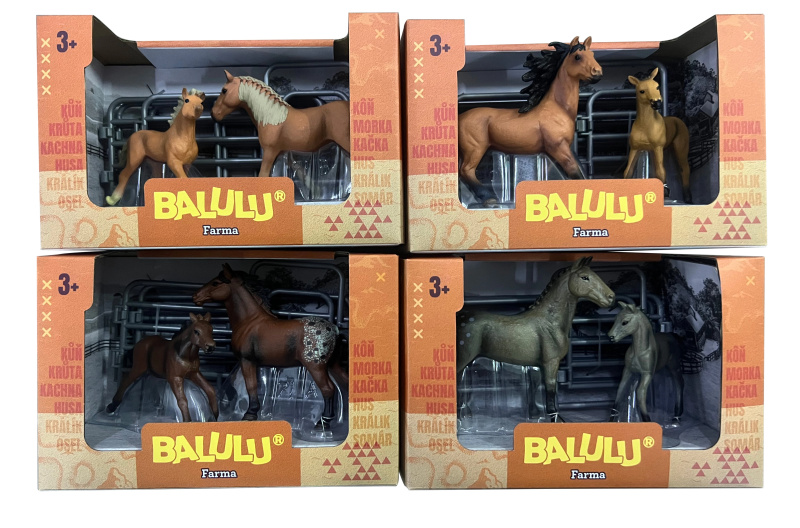 BALULU - Herní set Klisna s hříbětem, 4 druhy