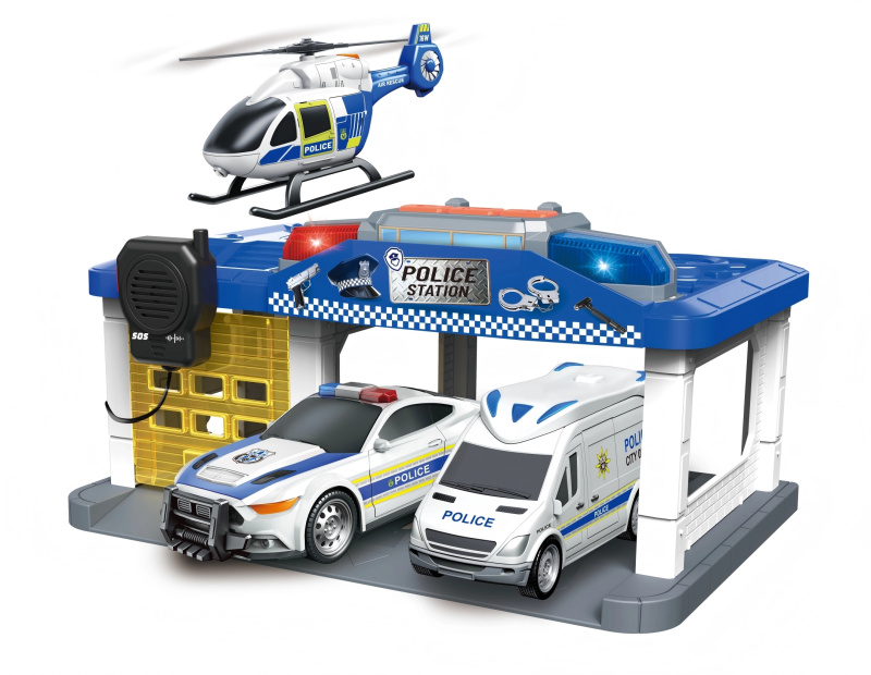 Policejní stanice s helikoptérou se světlem a zvukem