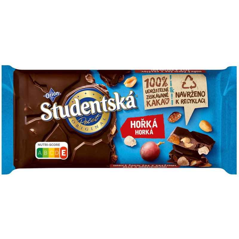 Orion Studentská pečeť Hořká čokoláda s arašídy, rozinkami a želé