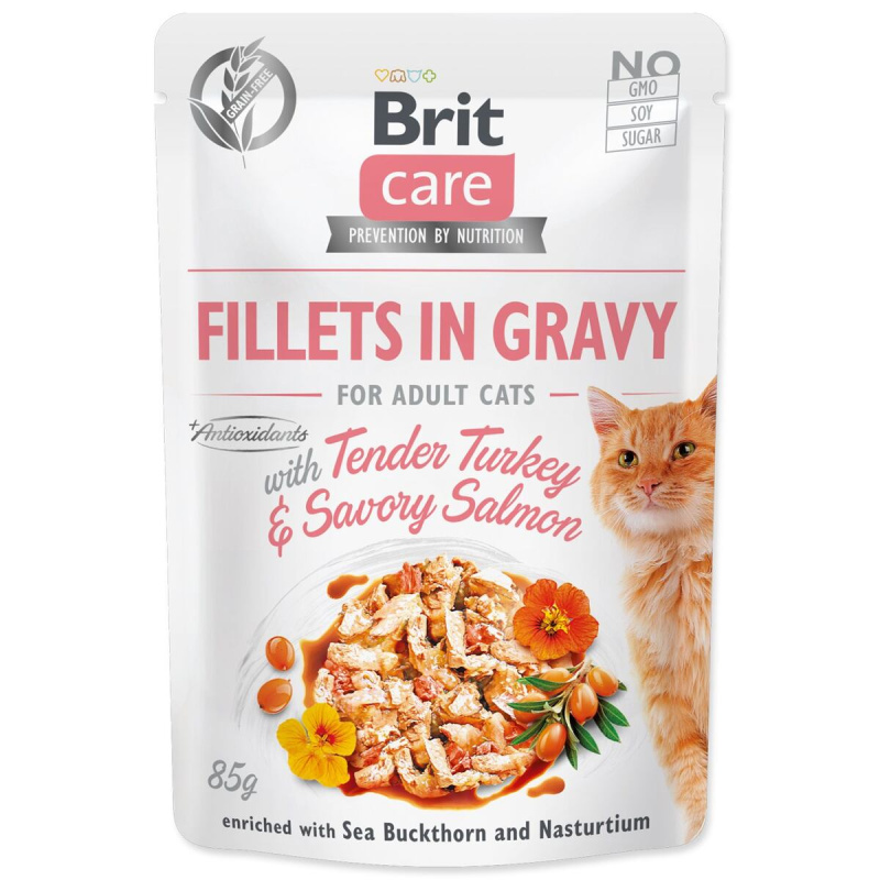 Brit Care Cat Fillets in Gravy Turkey&Salmon 85 g