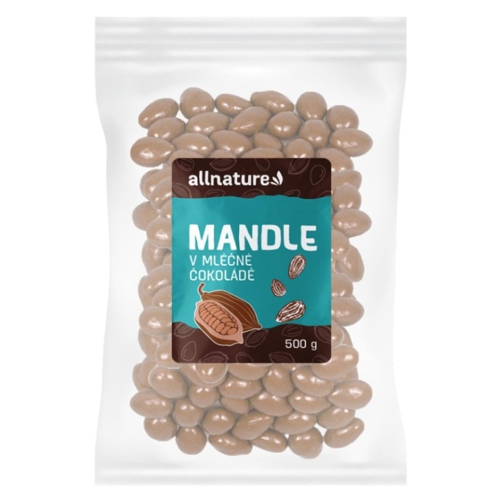 Allnature Mandle v mléčné čokoládě, 500 g