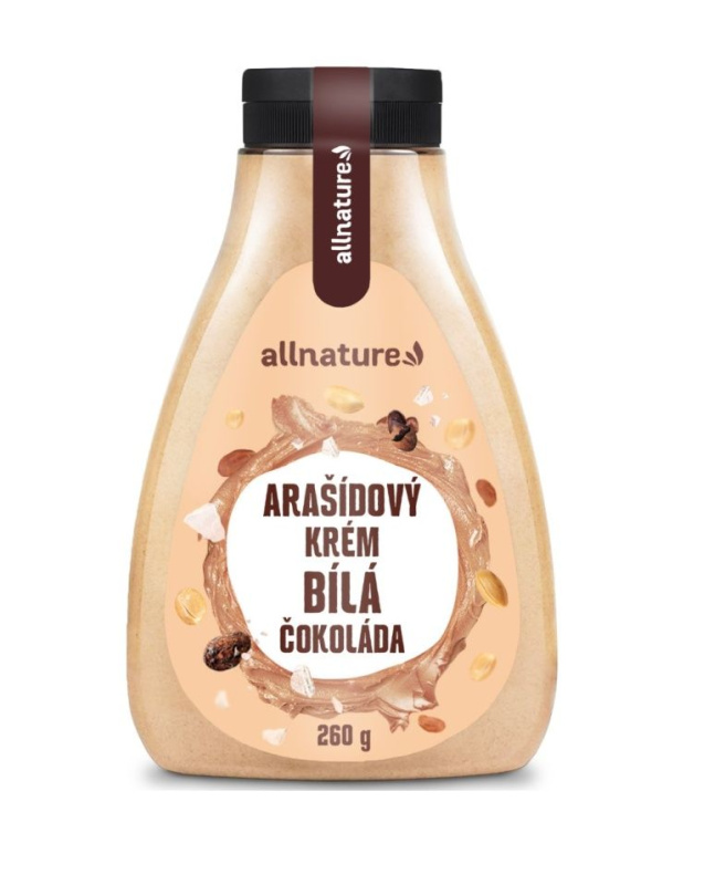 Allnature Arašídový krém s bílou čokoládou, 260 g