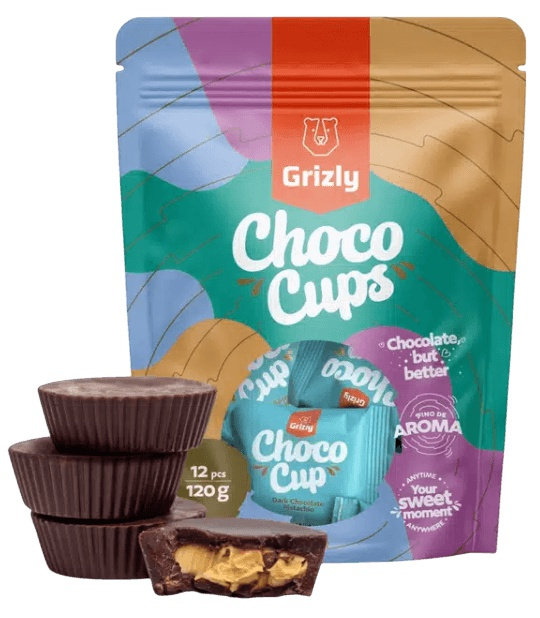 Grizly Choco Cups 120 g - hořká čokoláda a pistácie