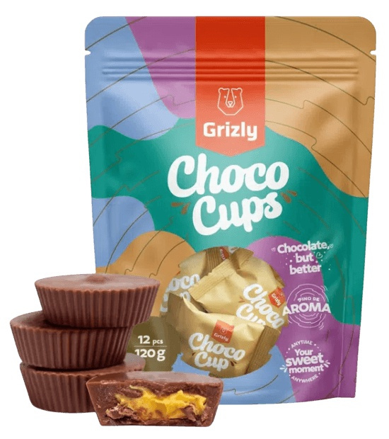 Grizly Choco Cups 120 g - mléčná čokoláda a mango