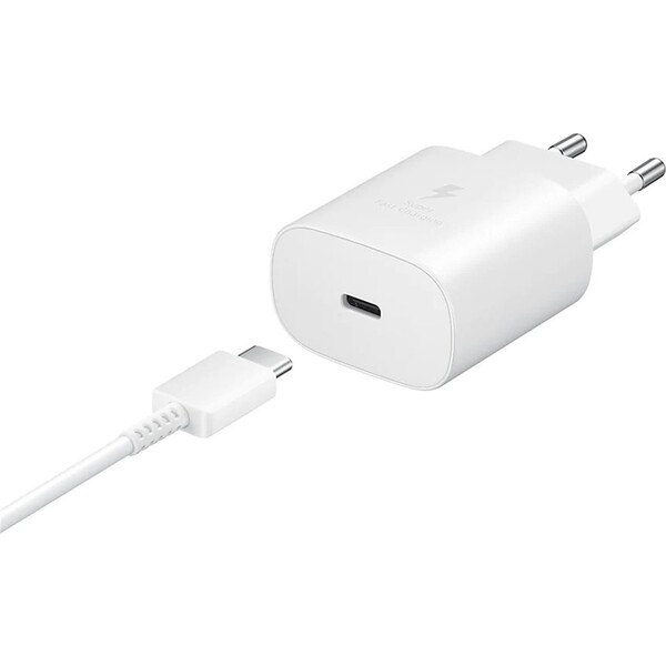 Samsung PD 25W nabíječka s rychlonabíjením a kabelem USB-C bílá