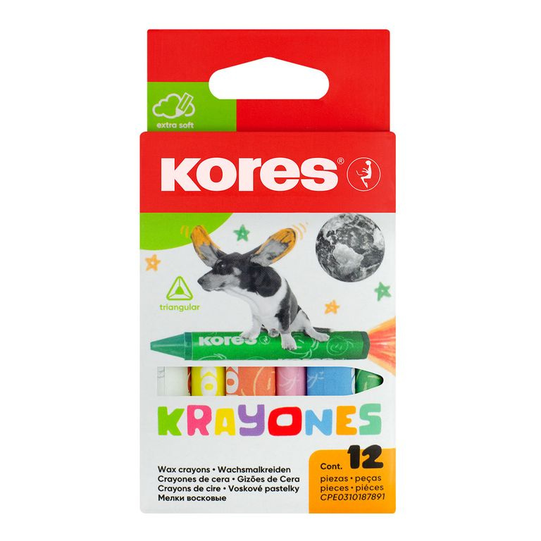 Kores Trojhranné voskové pastelky Krayones - 12 barev