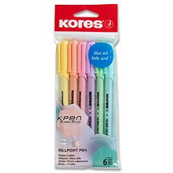 Kores K0 Pastel - jednorázové kuličkové pero - sada 6 ks