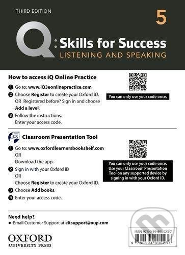 Q: Skills for Success: Listening and Speaking 5 - Teacher´s Access Card, 3rd - kniha z kategorie Jazykové učebnice a slovníky